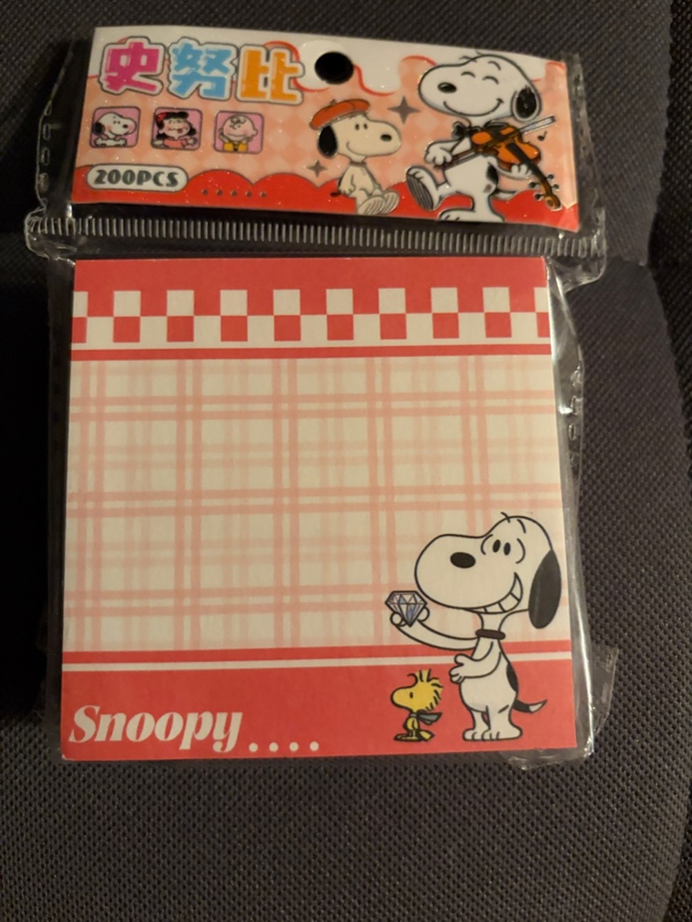 Snoopy Pink Checkered Notepad